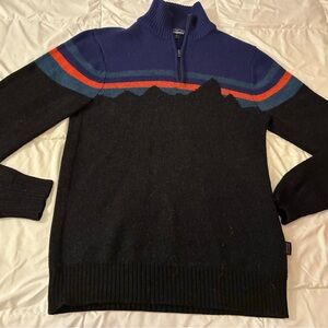 Patagonia Mens Wool 1/4 Zip Sweater XS Mountain Stripe Heritage Retro MSRP $129